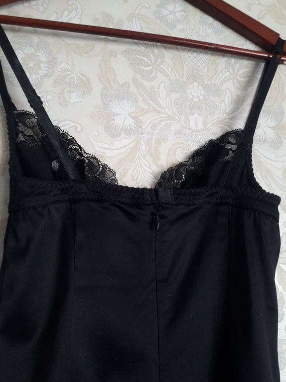 Dolce Gabbana bustie slip dress midi black silk l… - image 9