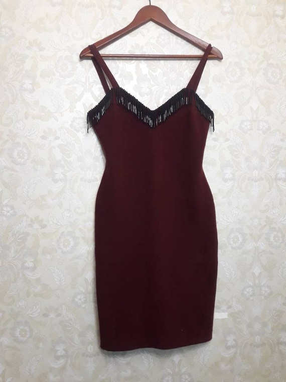 Blumarine 90ss pendant burgundy dress wool/Anna M… - image 1