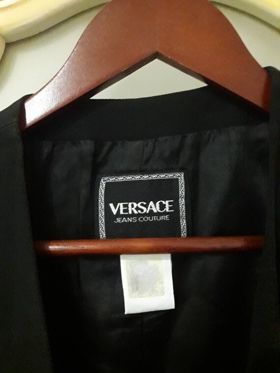 Vintage rare 90ss versace jeans couture black ves… - image 5