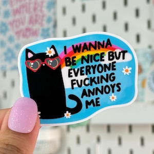 Funny Cat Sticker: Sassy Introvert Humor - Laptop Decal