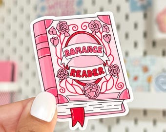 Romance Reader Sticker - Pink Bookish Vinyl Decal for Book Lovers