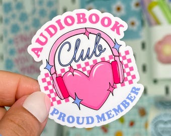 Audiobook Club Vinyl Sticker: Bookish Laptop Decal, Water Resistant