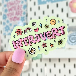 Introvert Vinyl Sticker: Handmade Laptop Decal, Water Bottle Sticker