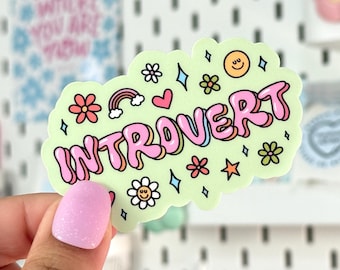 Introvert Vinyl Sticker: Handmade Laptop Decal, Water Bottle Sticker