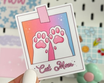 Cat Mom Sticker: Water-Resistant Vinyl Decal for Laptop or Water Bottle