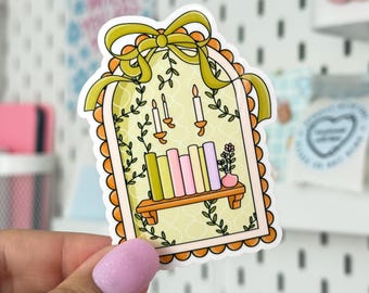 Cottagecore Bookshelf Sticker - Book Lover Decor