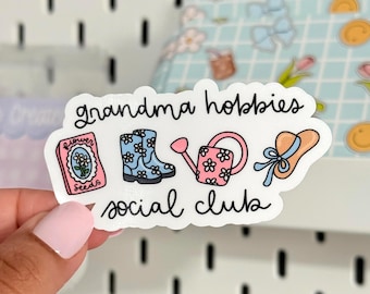 Grandma Hobbies Social Club Sticker