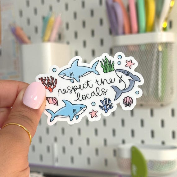 Respect the Locals Shark Sticker - Beachy Laptop Decal