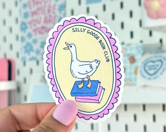 Silly Goose Book Club Sticker: Funny Reader Vinyl Decal