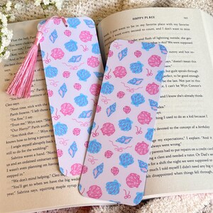 Seashell Bookmark: Matte Laminated Double-Sided with Optional Tassel, Beachy Book Lover Gift