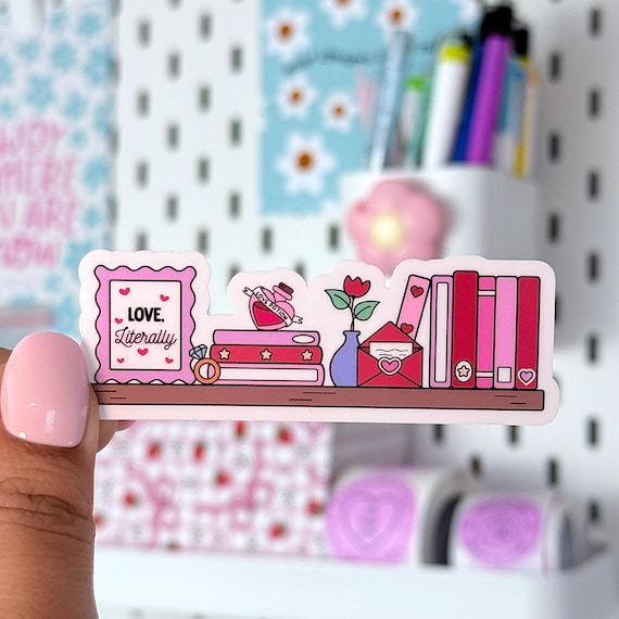 Romance Book Lover Bookshelf Sticker