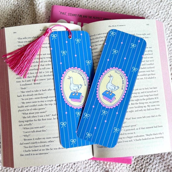 Silly Goose Book Club Bookmark: Matte Laminated Double-Sided with Optional Tassel
