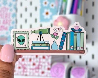 Sci Fi Book Lover Bookshelf Sticker