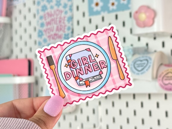 Girl Dinner Sticker: Funny Bookish Vinyl Decal - Reader Gift
