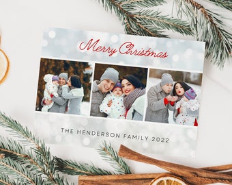 Sparkle Christmas Card, Christmas Family Card Template, Winter Wonderland Canva Card Template, Printable Christmas, New Year Card