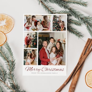 Christmas Photo Card, Family Photo Card Template, Minimalist Christmas Card, Merry Christmas, Holiday Collage Card, 2022 Holiday Card