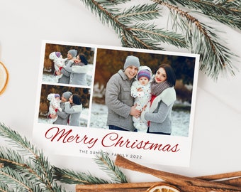 Merry Christmas Photo Card Template, 2022 Christmas Card, Card, Holiday Card Template, Christmas Card Printable, 2022 Christmas Card