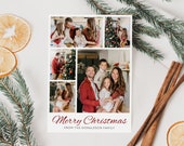 Christmas Photo Card, Family Photo Card Template, Minimalist Christmas Card, Merry Christmas, Holiday Collage Card, 2022 Holiday Card