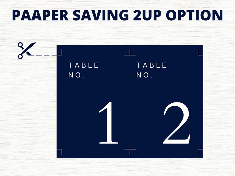 Navy Blue Table Number Card Template, Wedding Table Numbers Printable ...
