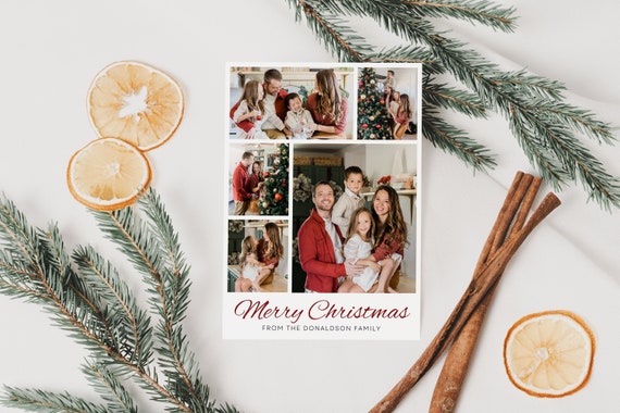 Christmas Photo Card, Family Photo Card Template, Minimalist Christmas Card, Merry Christmas, Holiday Collage Card, 2022 Holiday Card