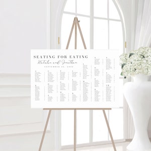 Wedding Table Layout, Alphabetical Seating for Eating Wedding Sign, Wedding Seating Chart Poster, Wedding Canva Template for seating