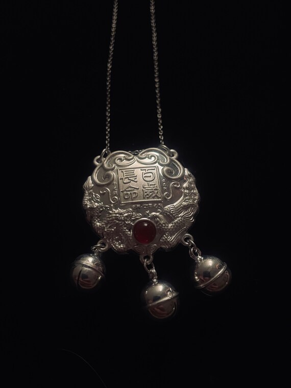 Antique Sterling Chinese Medallion Necklace - image 4