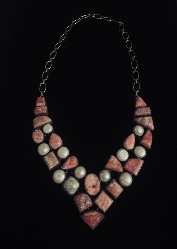 Vintage Semi-Precious Stone Statement Necklace - image 1