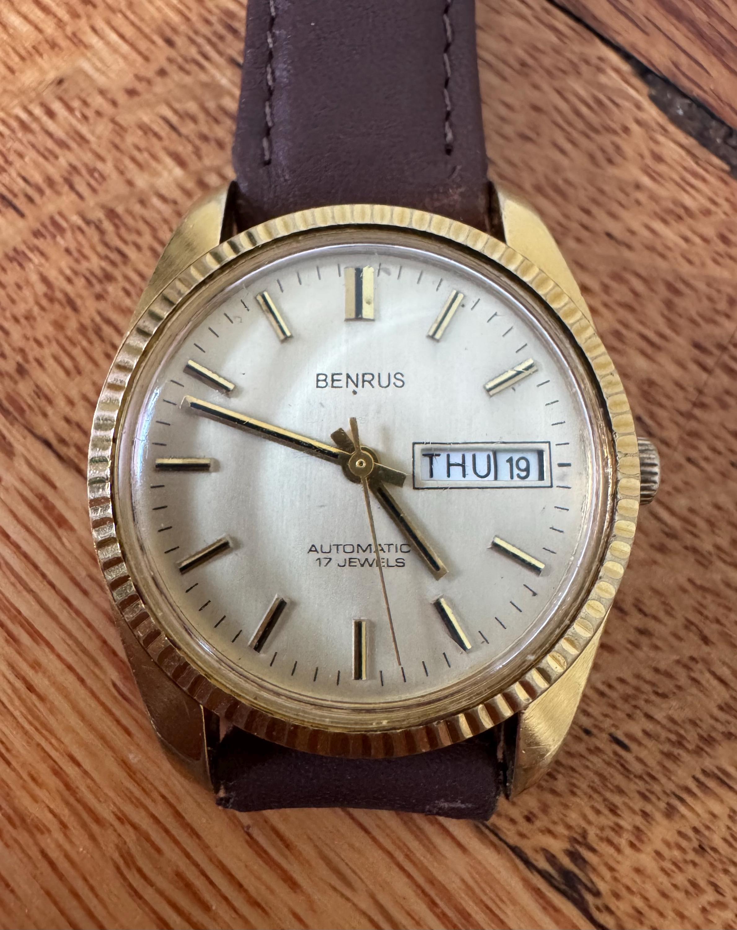 Benrus 稼働○ Benrus ベンラス 14K GOLD ダイヤモンドセッティング 手 