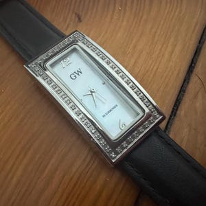 Vintage Genuine Natural Diamond Stainless Steel Tank Watch