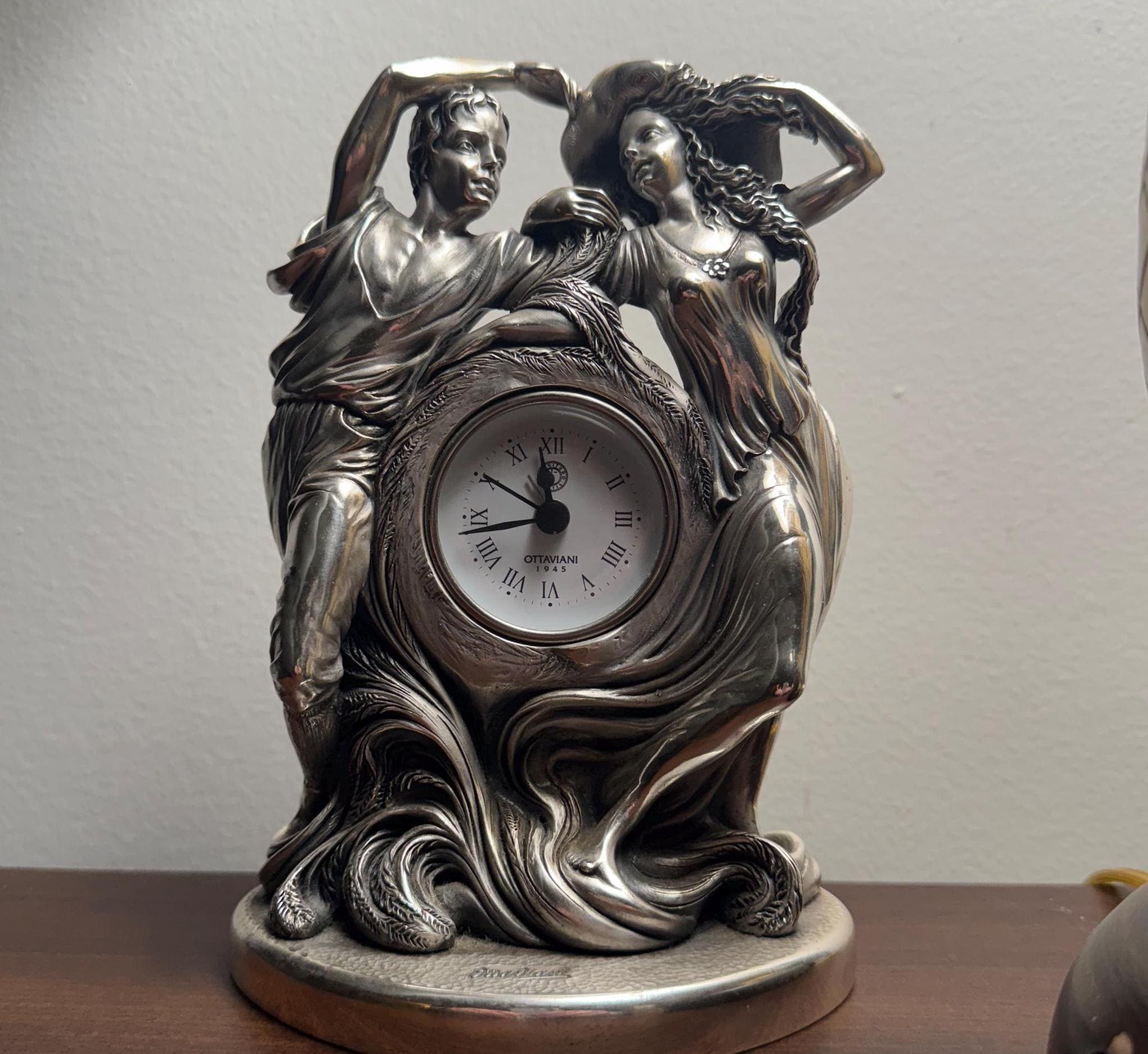 ERMES OTTAVIANI SCULTORE 時計付き置物 シルバープレート ERMES OTTAVIANI SCULTORE 時計付き置物 シルバープレート