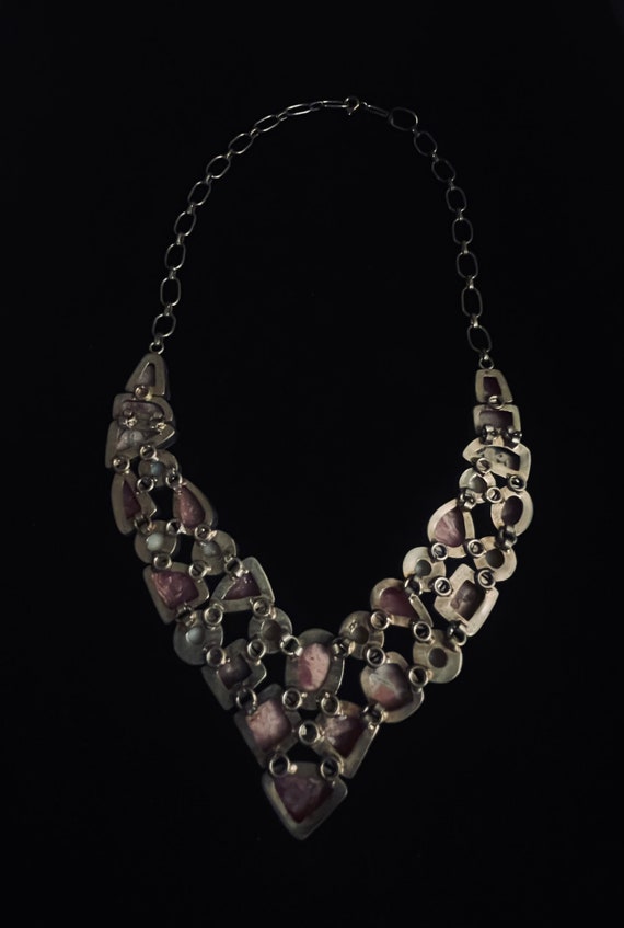 Vintage Semi-Precious Stone Statement Necklace - image 5