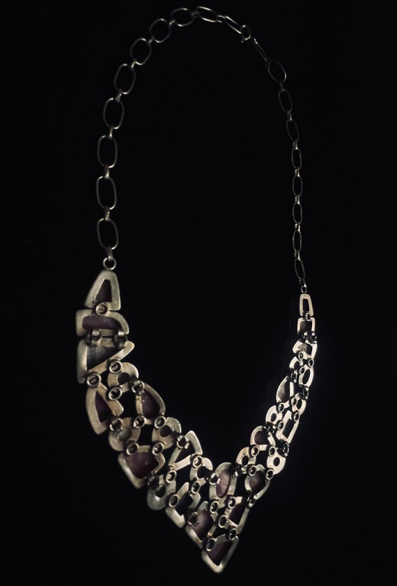 Vintage Semi-Precious Stone Statement Necklace - image 4
