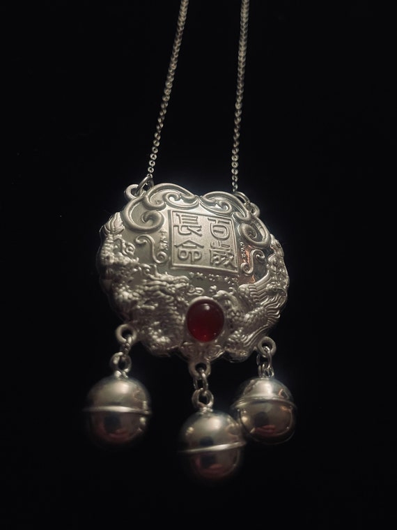 Antique Sterling Chinese Medallion Necklace - image 5