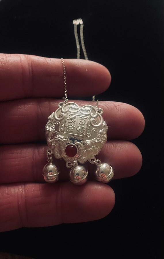 Antique Sterling Chinese Medallion Necklace
