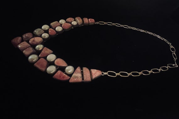 Vintage Semi-Precious Stone Statement Necklace - image 2