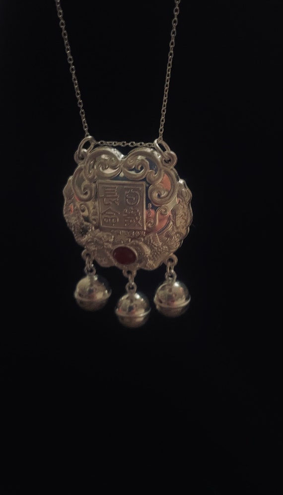 Antique Sterling Chinese Medallion Necklace - image 3