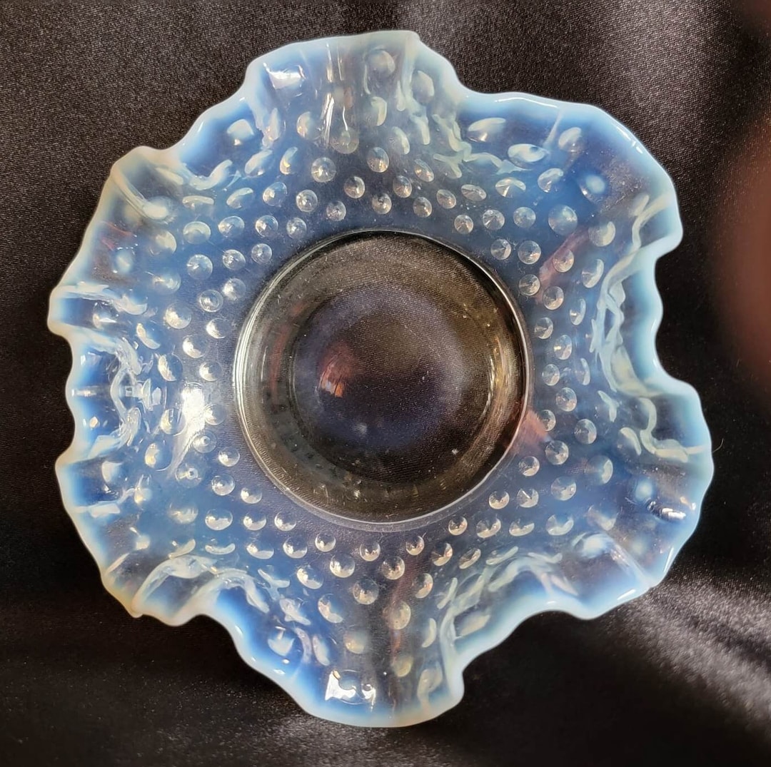 Vintage Fenton Opalescent Hobnail Candy Dish Double Ruffle Art Glass - Etsy