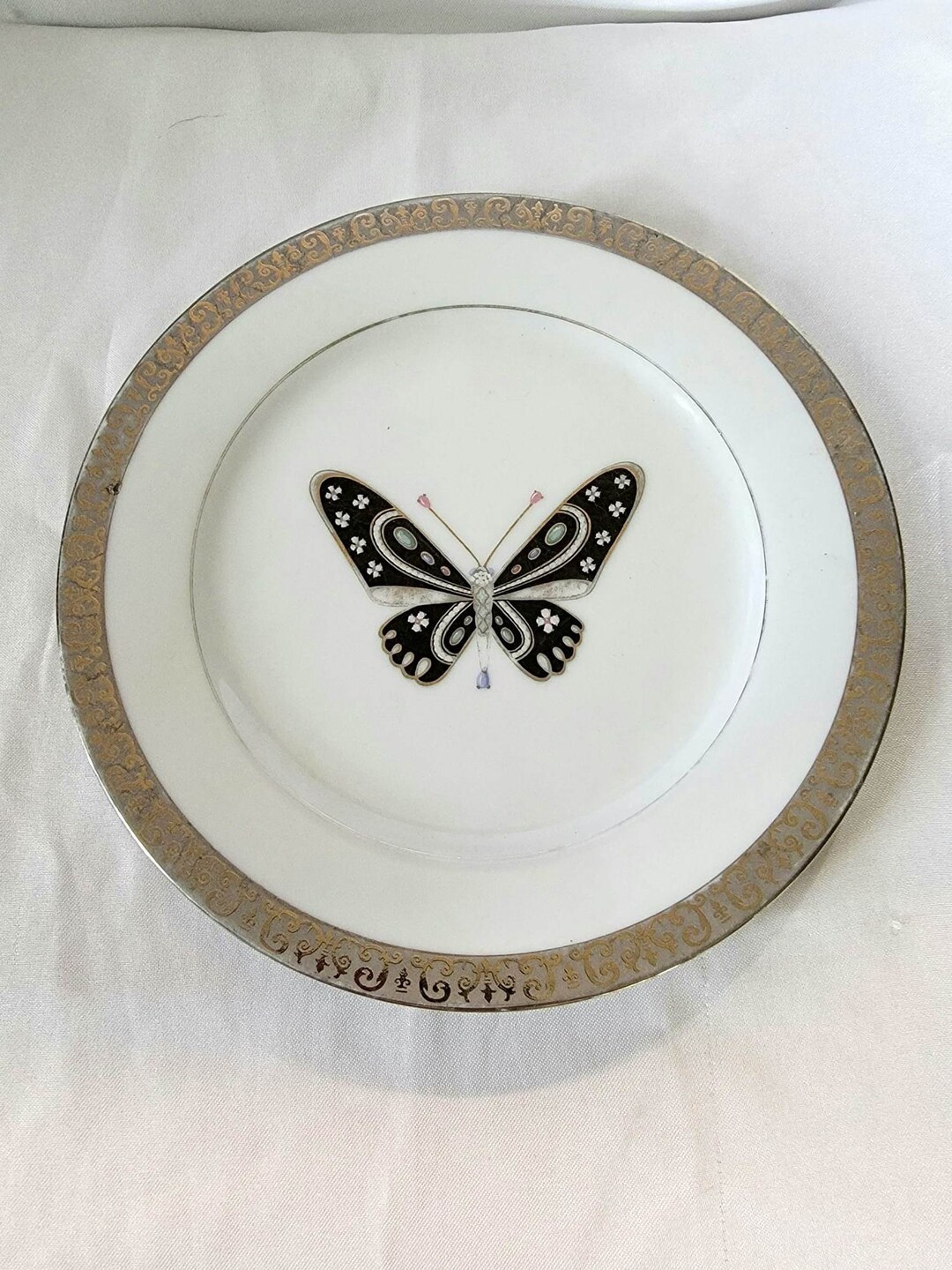 Gold Buffet Royal Gallery Black Butterfly Porcelain Salad Etsy