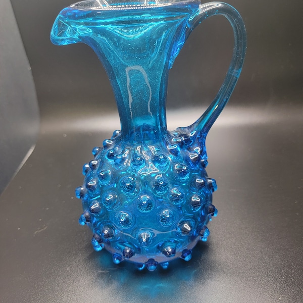 Blue hobnail pitcher