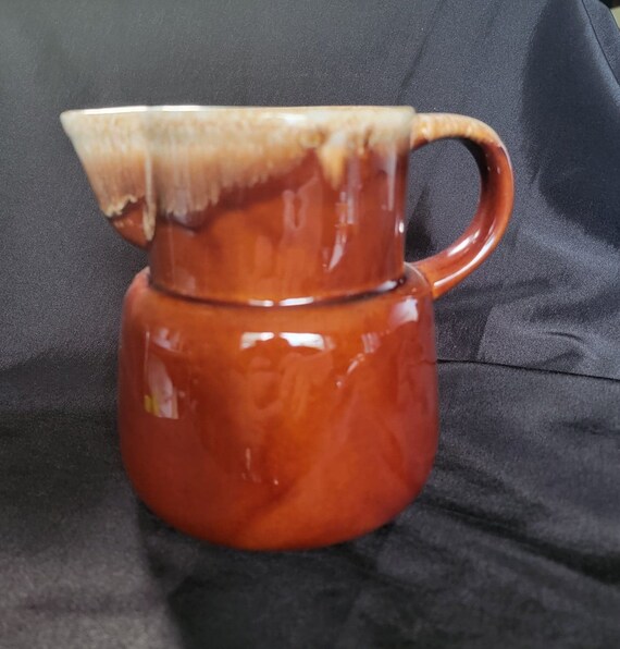 Mccoy Pottery Brown Drip Glaze Pitcher Etsy