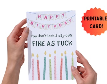 Grappige verjaardagskaart: pittige wenskaart voor vriend(in) (digitale download)