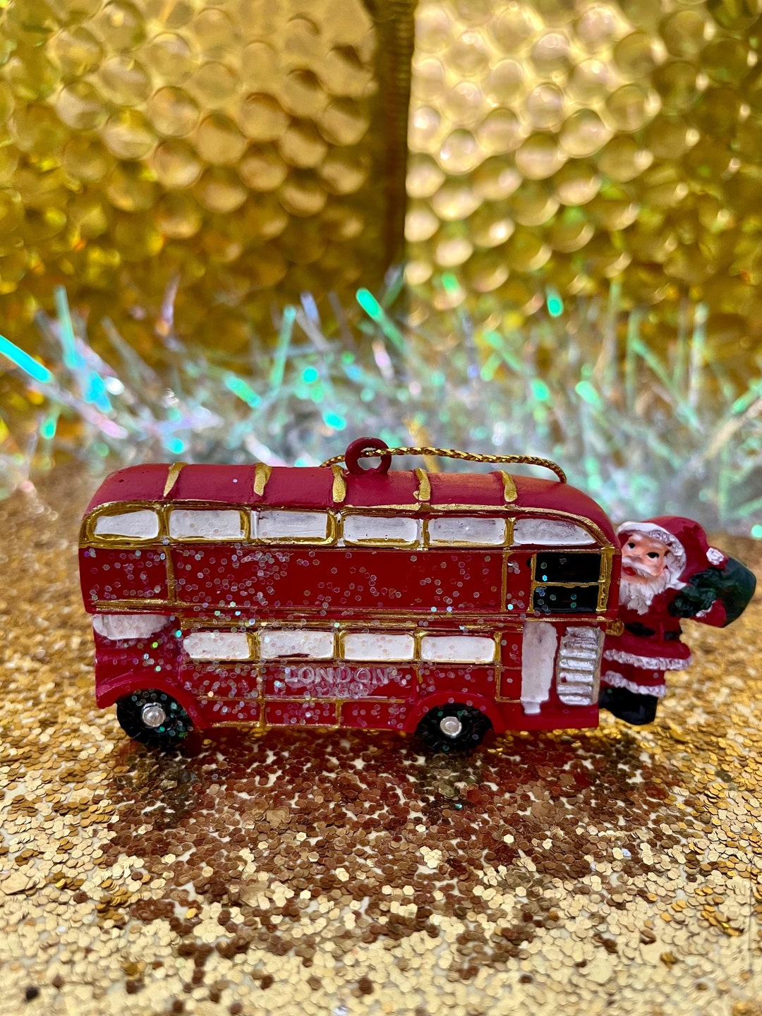 2 Father Christmas London Red Bus Christmas Decorations Etsy