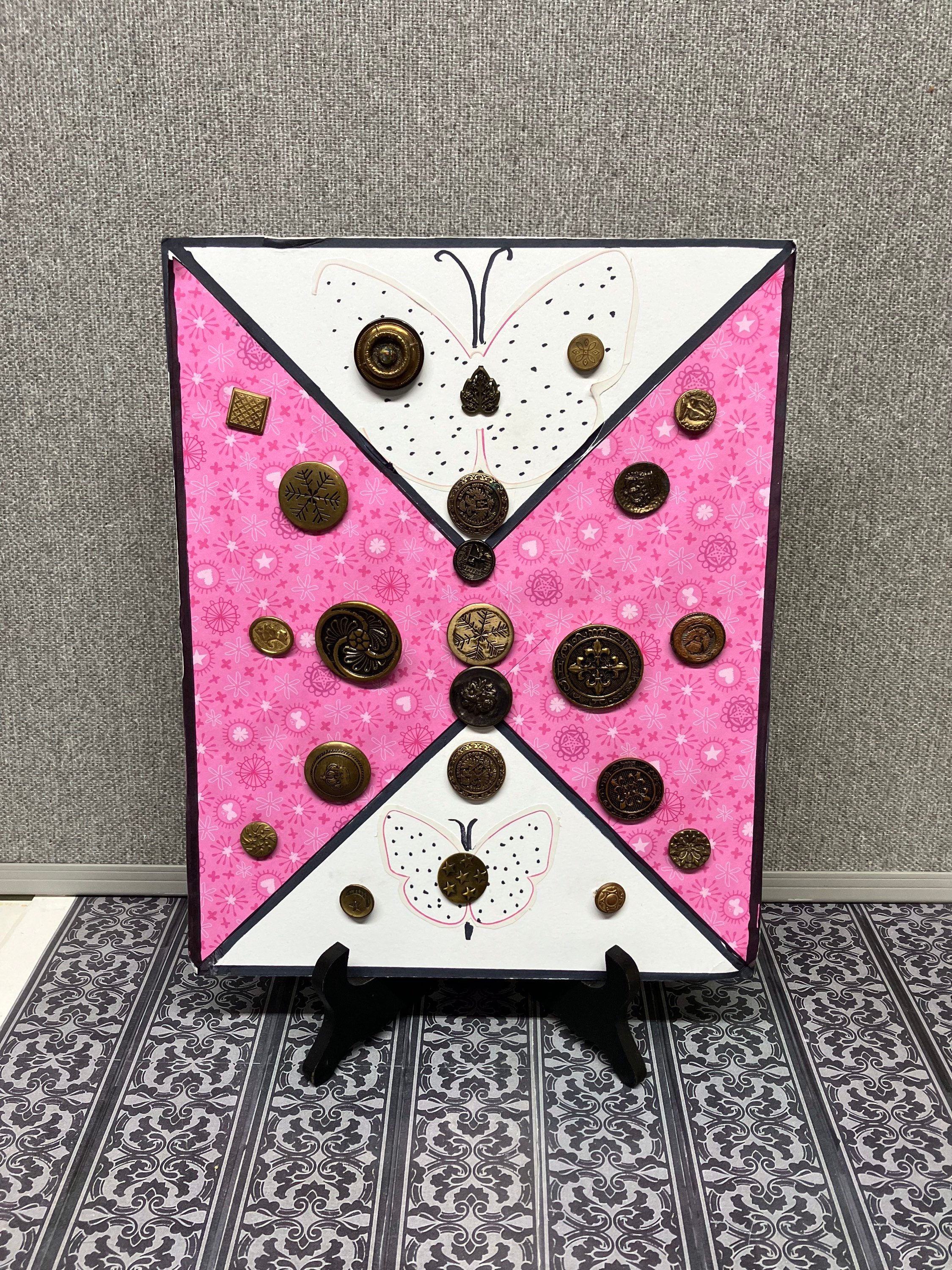 Antique and Vintage Display Card of 23 Gold Tone Metal Buttons of ...
