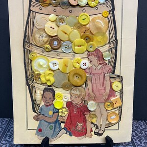 Vintage Bakelite Buttons Display Card with 1950s Children Graphics
