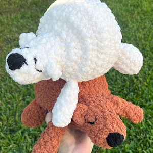 Panic Attack Bear Weighted Plush - Polar Bear Stuffed Animal | Crochet Plushie Toy | Sensory Toys | Anxiety Grounding Tool