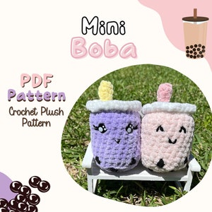 Mini Boba Plush Crochet Pattern PDF | Kawaii Food Plushie | DIY Amigurumi Plush Toy | Sensory Toys | Amigurumi Pattern