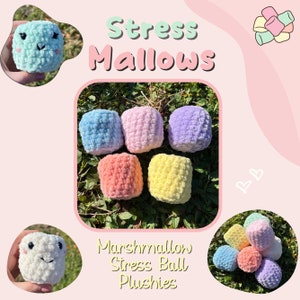 Stress Mallow Crochet Marshmallow Stress Ball | Plush Fidget Toy | ADHD Plushie | Sensory Toys | College Student Gifts |