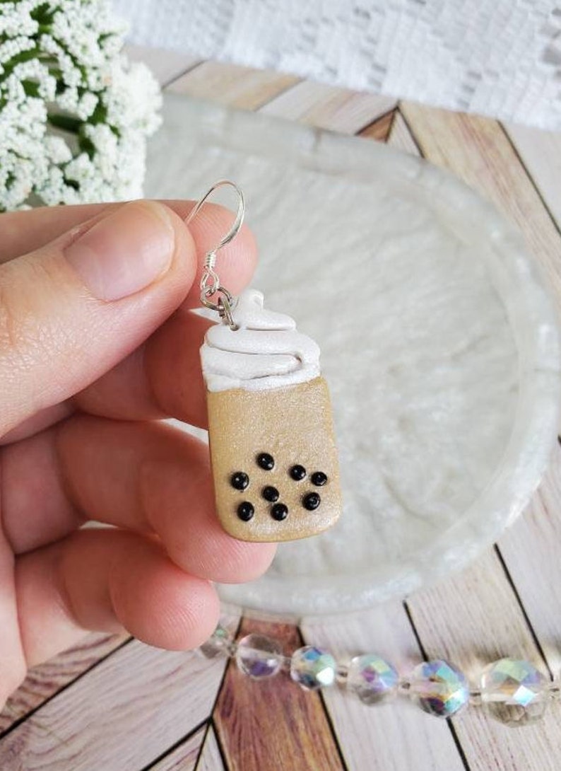 Boba Drink Dangly Earrings Milk Tea Kawaii Fashion Jewelry Etsy