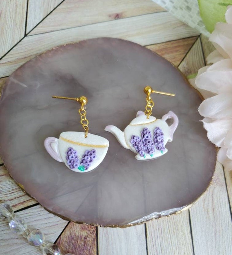 Teapot Earrings vintage Tea Set Earrings Cottagecore Fashion Etsy