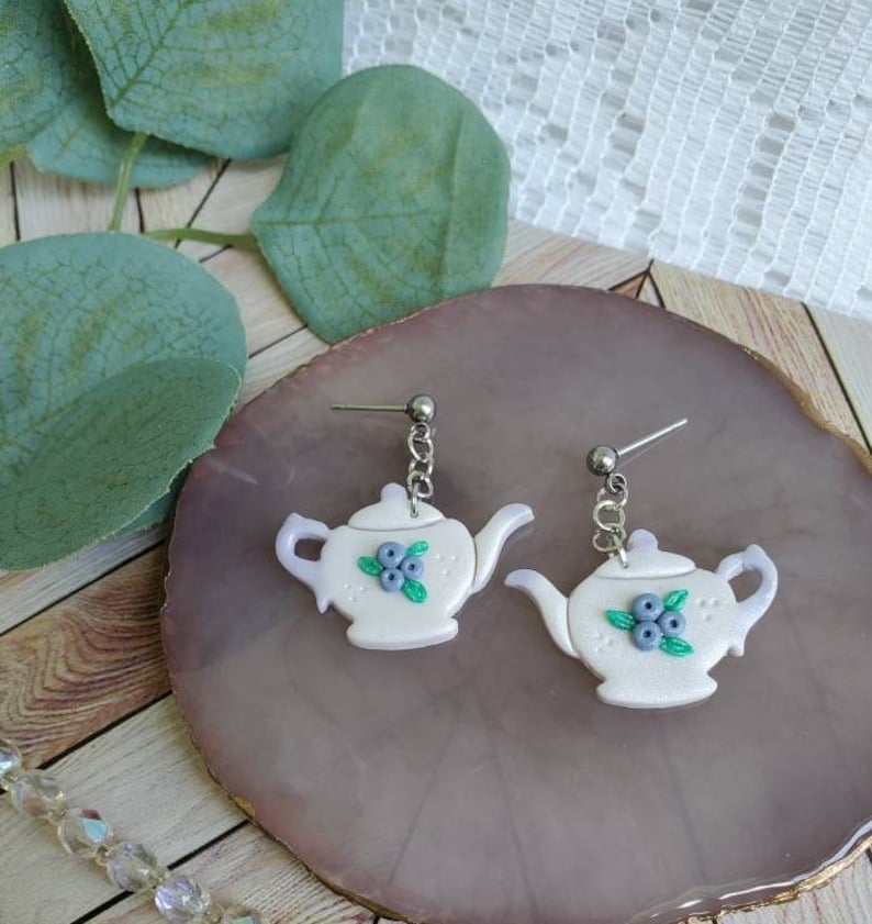 Teapot Earrings vintage Tea Set Earrings Cottagecore Fashion Etsy